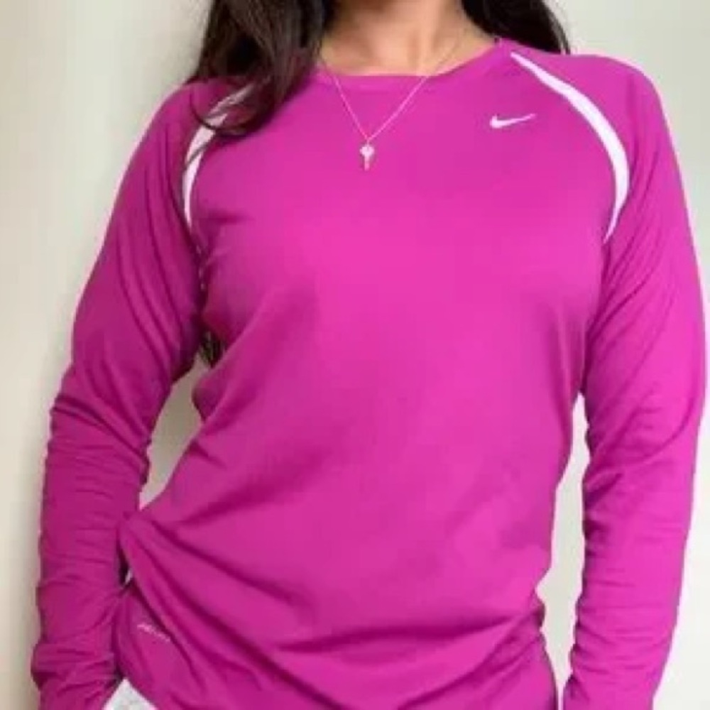 Nike Dri-FIT Pacer Long Sleeve Base Layer Activewear Running Shirt Reflective